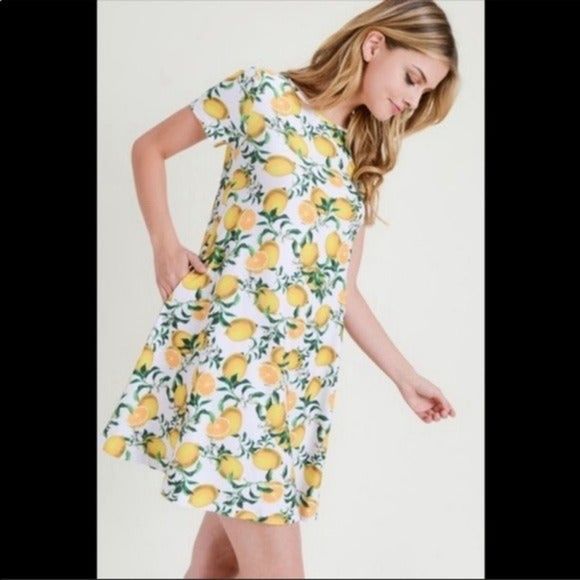 Yelete Lemon Swing Dress with Pockets Size S NEW - Picture 4 of 8
